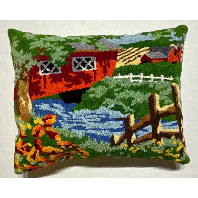 American Hand Embroidery Mid-Century Pillow For Sale In Miami - Image 6 of 9