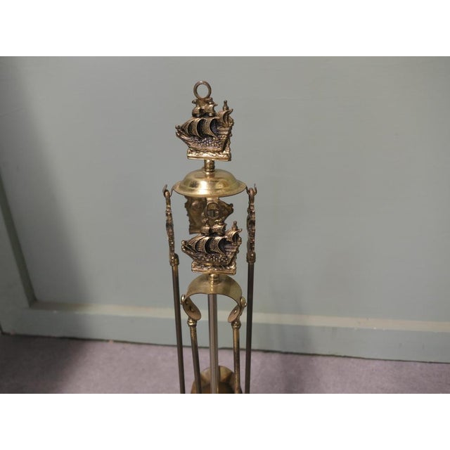 Metal Brass Fireside Companions, 1930s, Set of 5 For Sale - Image 7 of 8