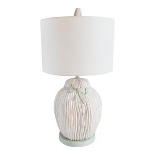 Vintage Palm Beach Style Ribbon & Bow Motif Plaster Table Lamp For Sale