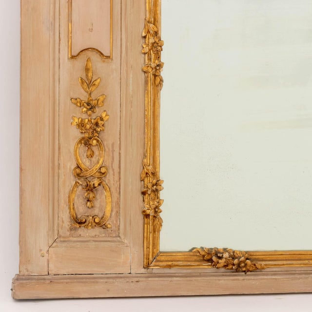 18th Century Louis XV Pink & Giltwood Trumeau Mirror, 18th C. For Sale - Image 5 of 9