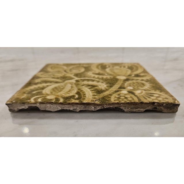 Art Deco J.& G. L. Oliver Green Encaustic Art Tile For Sale - Image 3 of 8