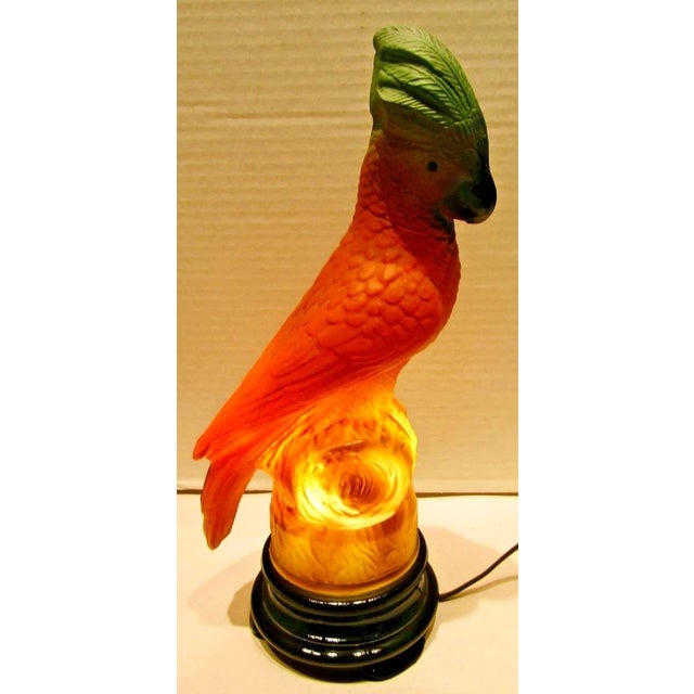 Rare Original Tiffin Art Deco Glass Parrot Table Lamp Circa 1930s For Sale - Image 12 of 13