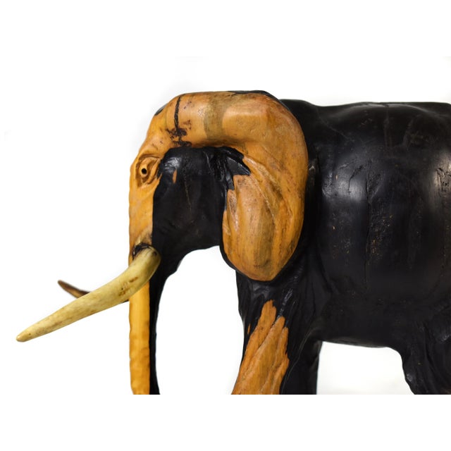 Early 20th Century Solid African Ebony Wood Carved Elephant Safari Animal Figurine Model For Sale - Image 11 of 12