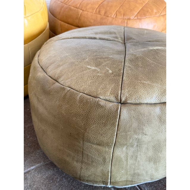 Brown Vintage 1970’s De Sede Attributed Leather Ottomans For Sale - Image 8 of 8