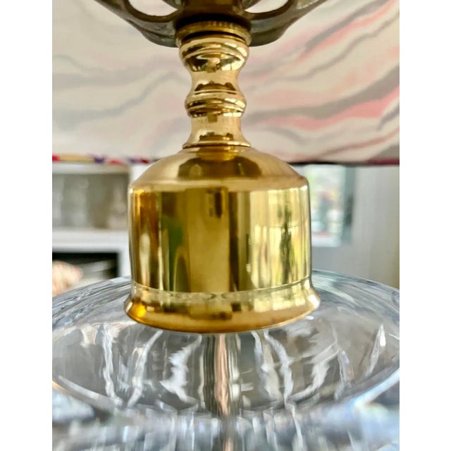 Glass Waterford Crystal Column Lamp With Designer Shade For Sale - Image 7 of 8