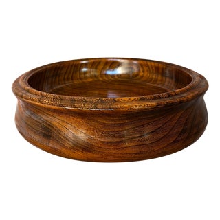 Antique English Oak Bowl Turned Tiger Oak Dessert Server Floral Stand For Sale