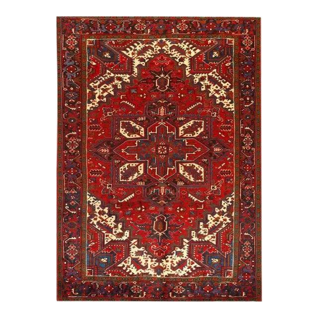 1960s Pasargad Rust Vintage Persian Heriz Serapi Rug 7' X 10' For Sale