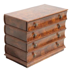 Mid 20th Century Vintage Italian Book Form Burl Nightstand Chest of Drawers