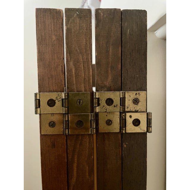 Shoji Paper Natural Elements Elmwood Floor Screen With Brass Hardware For Sale - Image 9 of 9