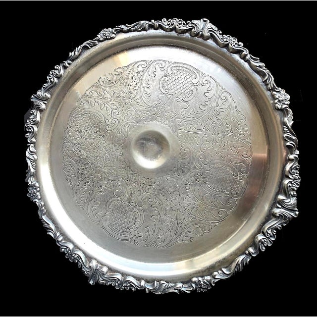 Vintage Silver Plated Pedestal Cake Stand by Sheridan Silver For Sale - Image 10 of 14