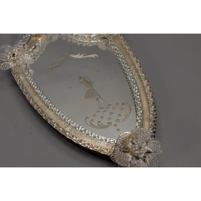 Italian Venetian Wall Mirror with Glass Frame and Candleholder, 1930s For Sale - Image 11 of 18