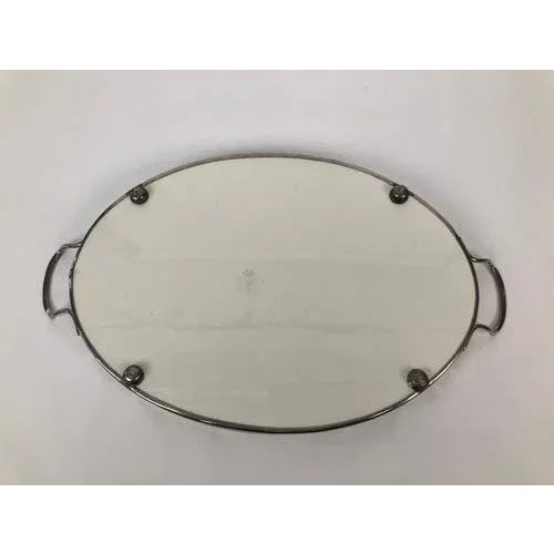 A beautiful Jugenstil ceramic tray depicting a wonderful scene with palm trees water and mountains. The tray is in...