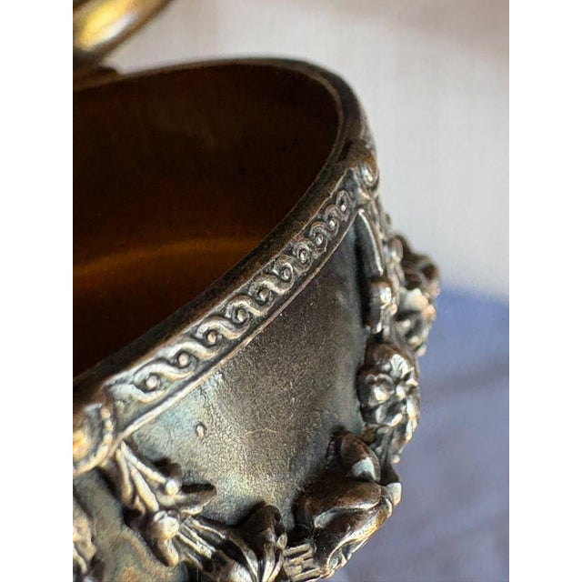 French Antique French Silvered Metal Vanity Box With Beveled Mirror, Floral Garlands and Musical Trophy For Sale - Image 3 of 15
