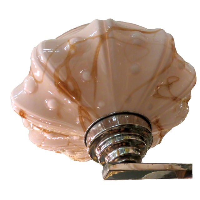 Brown Art Deco Chandelier in Chrome and Marbled Glass, 1930s For Sale - Image 8 of 11