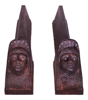 Antique Napoleon III Iron Chenettes - a Pair