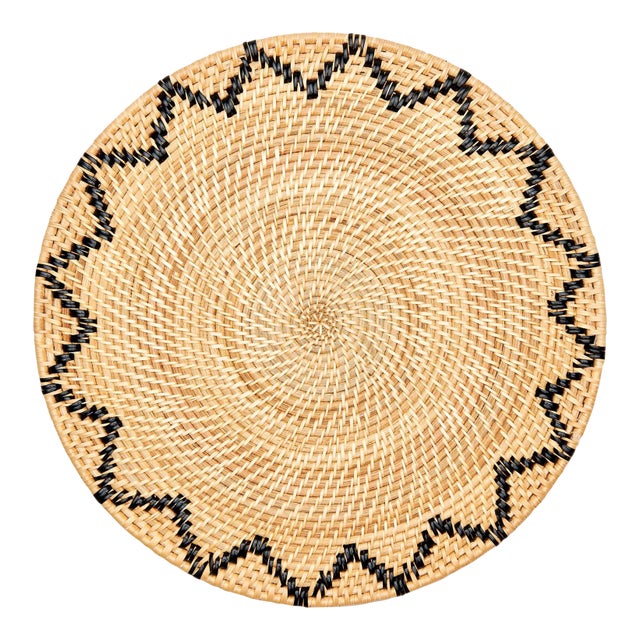 Deborah Rhodes Zigzag Rattan Placemat, Black, Set of 4 For Sale
