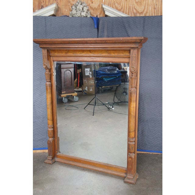 Antique Victorian Renaissance Revival Walnut Burl Pier Over Mantel Wall Mirror For Sale - Image 15 of 15