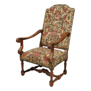Late 19th Century Needlepoint-Upholstered Walnut Hall Chair For Sale