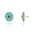 Art Deco Native American 14k Gold 7.0ct Emerald Turquoise & Diamond Flower Stud Earrings- A Pair For Sale - Image 3 of 14