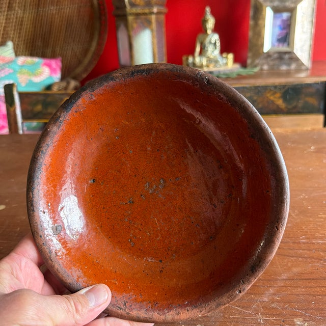 Brick Red Antique Pennsylvania Redware Pie Plate, Circa 1850’s For Sale - Image 8 of 11