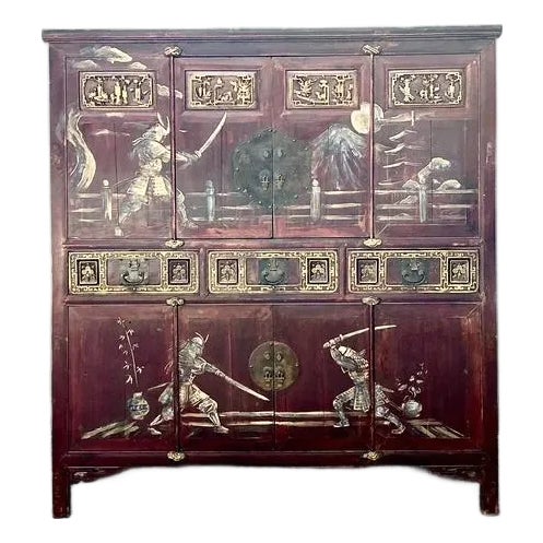 Vintage Asian 18th Century Hand Painted Cabinet For Sale