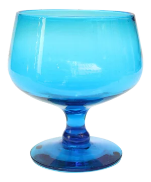 Vintage Turquoise Blown Glass Pedestal Compote by Blenko