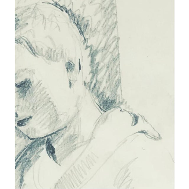 Albert Chavaz, Jeune fille, Pencil on Paper, Framed For Sale - Image 5 of 9