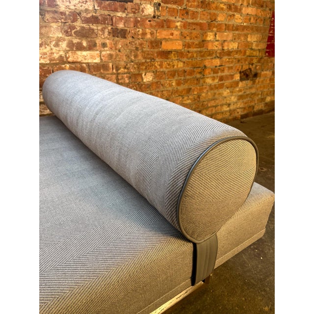 Gray Bright Furniture Daybed With Grey Herringbone Upholstery For Sale - Image 8 of 11