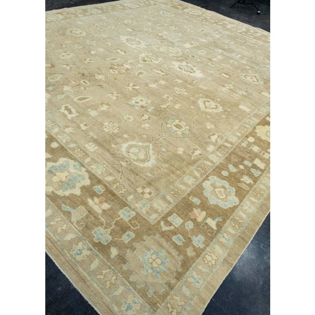 Turkish Turkish Oushak Rug 12'10" x 14'6" #18510 For Sale - Image 3 of 8
