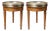 Mid-Century French Style Fruitwood, Brass & Travertine Drinks Tables - Pair For Sale
