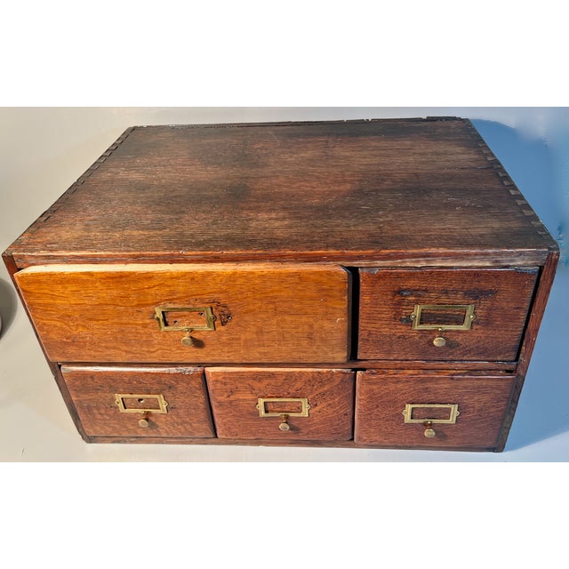 5 Drawer Card Catalog File Quarter Sawn Tiger Oak 1920s For Sale In Providence - Image 6 of 6