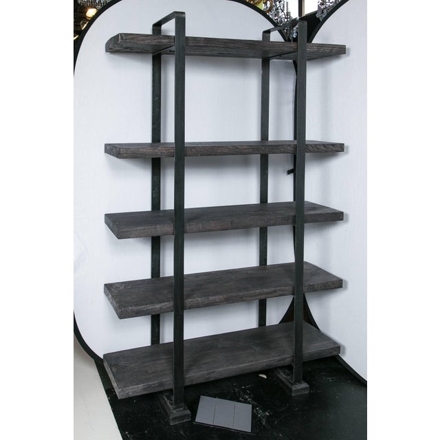 Industrial Style Plank and Steel Shelf Unit Chairish
