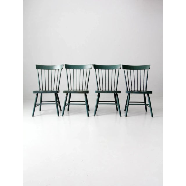Green Vintage Painted Pine Dining Chairs Set 4 For Sale - Image 8 of 13