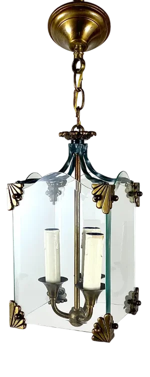Vintage Art Deco Glass & Bronze Pendant Light, 1950s