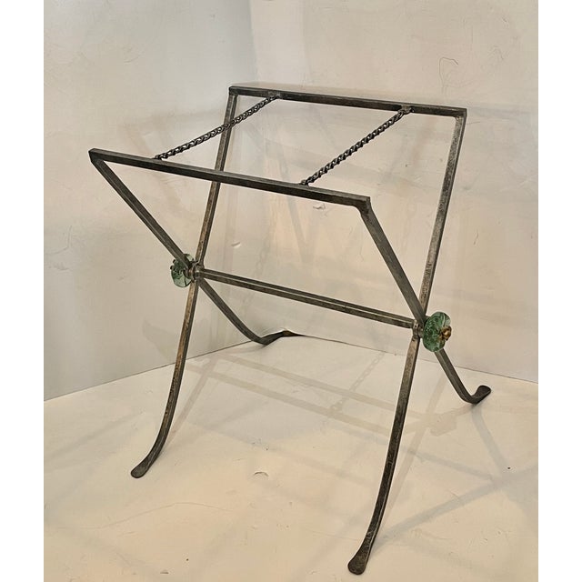 Vintage Wicker Tray Table on Stand Attributed to Maitland Smith For Sale - Image 13 of 13