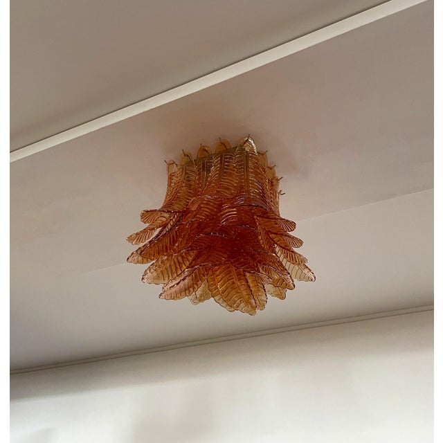 1990s Murano Chandelier from 32 Amber Felci Glasses, 1990 For Sale - Image 5 of 14