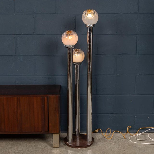 20th Century Italian Chrome and Glass Floor Lamp by Mazzega, 1970 For Sale - Image 6 of 18