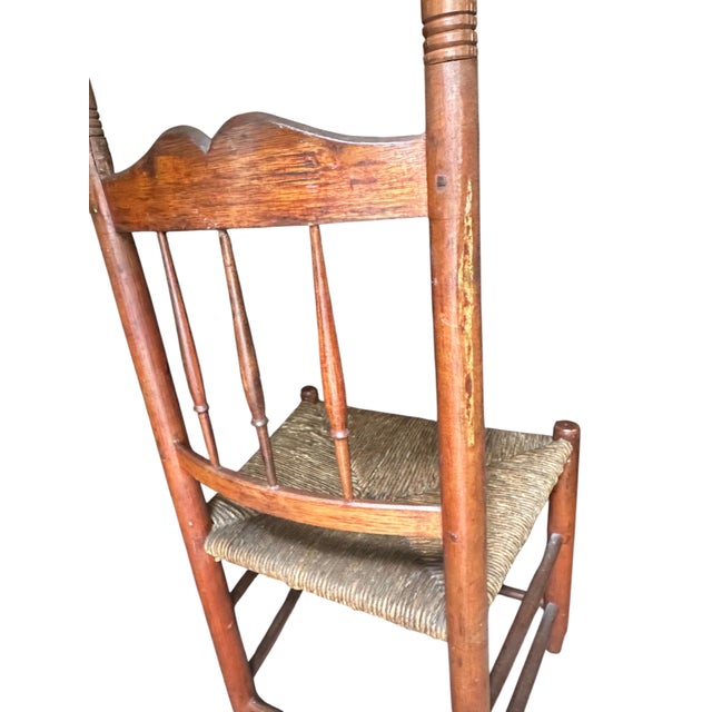 Wood 19th Century New England Rush Seat Ladder Back Chair For Sale - Image 7 of 11