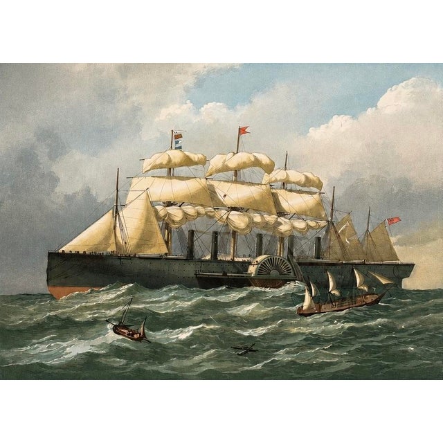 Victorian The Great Eastern Steamship — Historic Maritime Lithograph From the Illustrated London News, 1857 For Sale - Image 3 of 4