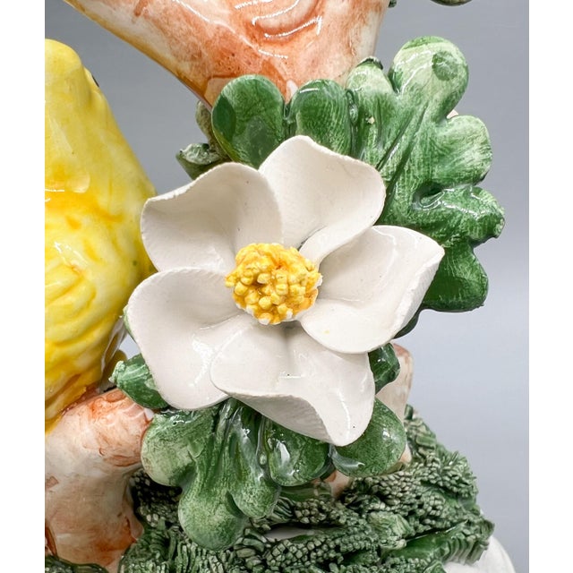 Vintage Italian Ceramic Yellow Bird Figurine With Applied Flowers and Foliage – Traditional, Cottage For Sale - Image 13 of 14
