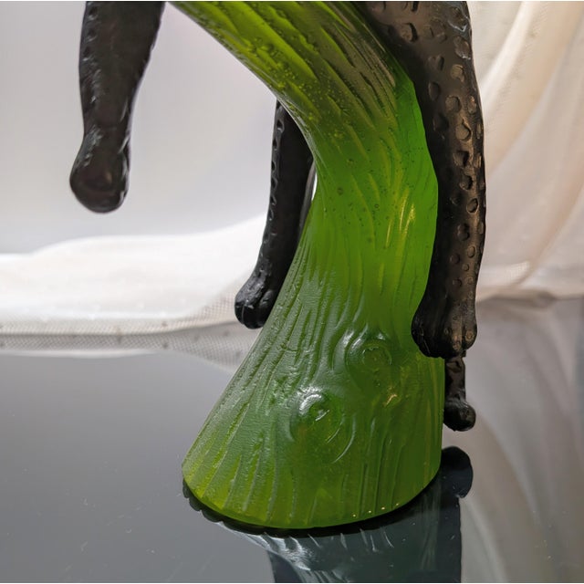 Black Late 20th Century Daum France Pate De Verre Glass Black Panther in Green Tree For Sale - Image 8 of 16