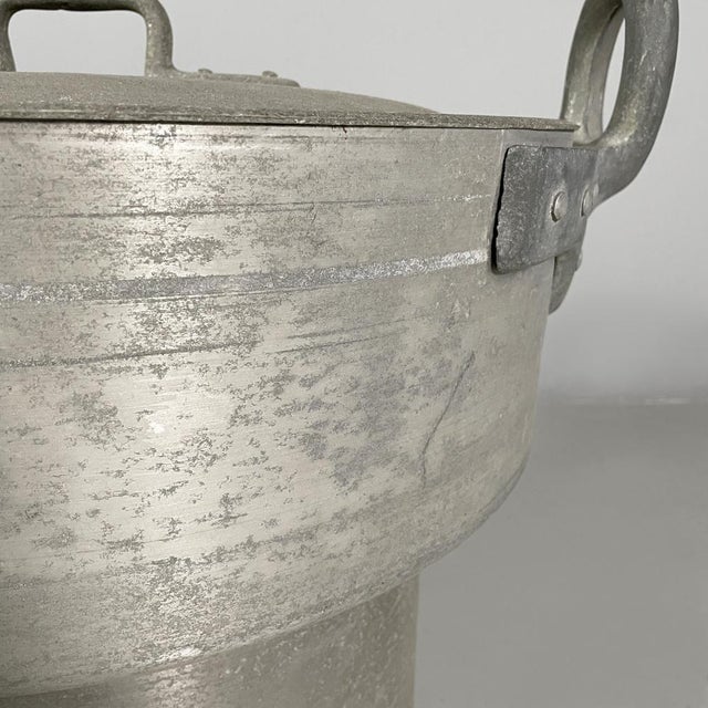Italian Round Aluminum Pot with Lid, 1930s For Sale - Image 15 of 18