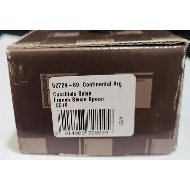 1980s Sambonet Italy Set 12 French Sauce Silverplate Spoons "Continental" 7.5 New in Box For Sale - Image 5 of 5