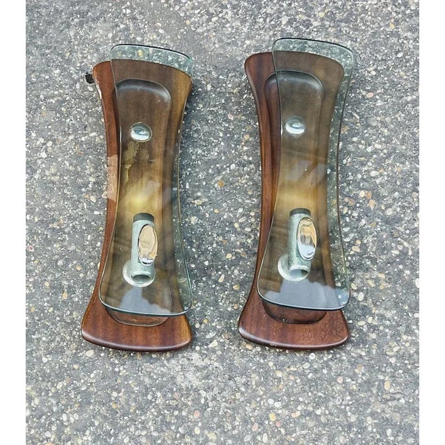Danish Wall Lights in Rosewood and Crystal, Set of 2 For Sale - Image 10 of 10