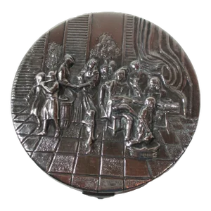Antique Silver-Plated Round Repousse Box, Made in Denmark