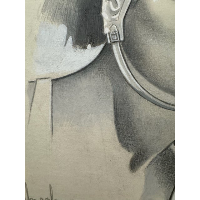 American 1950s Original Signed Graphite Illustration of Woman in Bathing Cap, 10.75 X 9 In. For Sale - Image 3 of 5