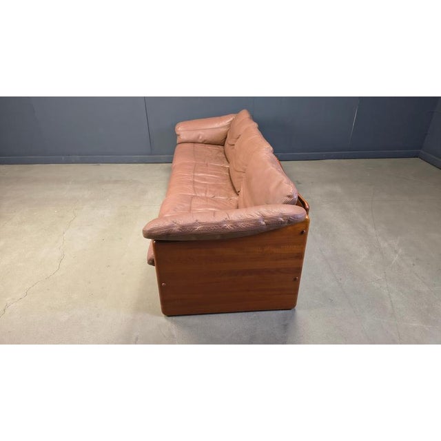 1970s Danish Leather and Teak 3-Seater Sofa from Mikael Laursen, 1970s For Sale - Image 5 of 15