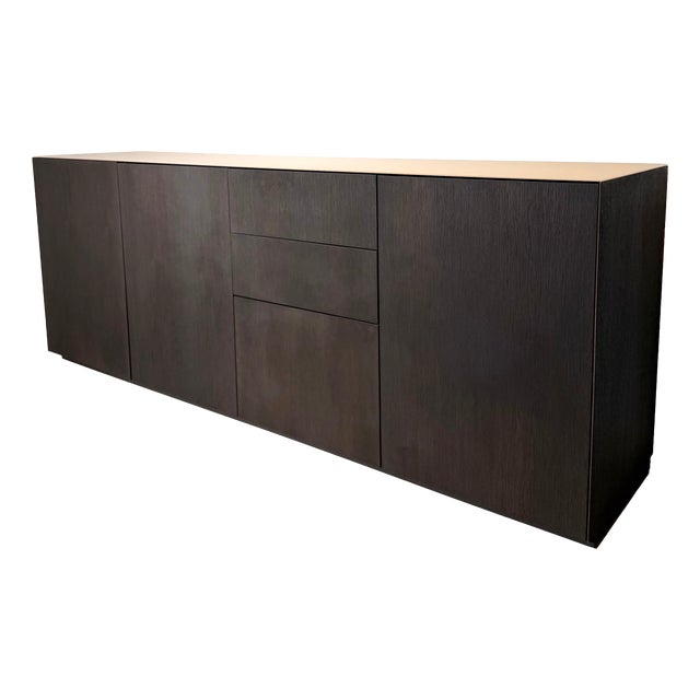 Wooden Sideboard with Glass Top For Sale