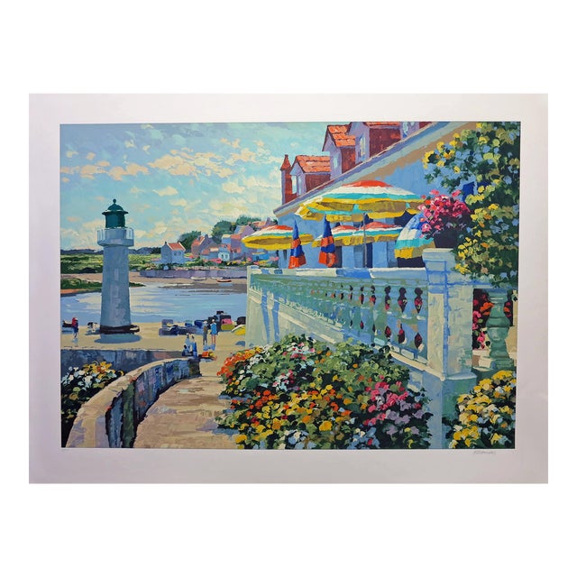 Howard Behrens Lighthouse at Sauzon Signed Ltd Serigraph on Paper Fine Art From 1992 For Sale