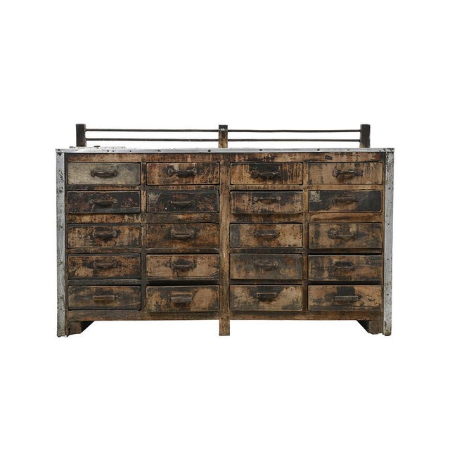Wood and Zinc Tea Counter With 20 Drawers For Sale - Image 5 of 10